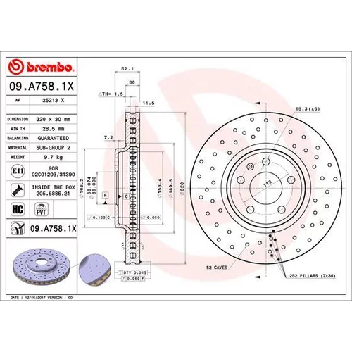 Brzdový kotúč BREMBO 09.A758.1X