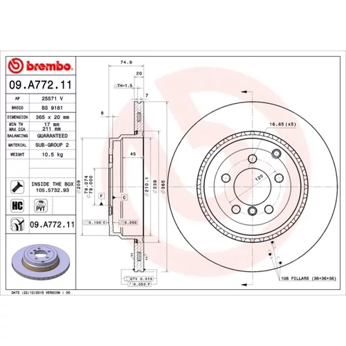 Brzdový kotúč BREMBO 09.A772.11