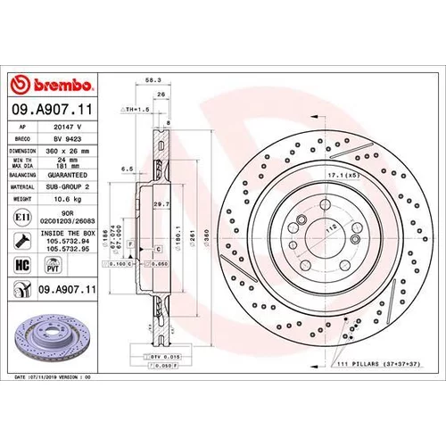 Brzdový kotúč BREMBO 09.A907.11