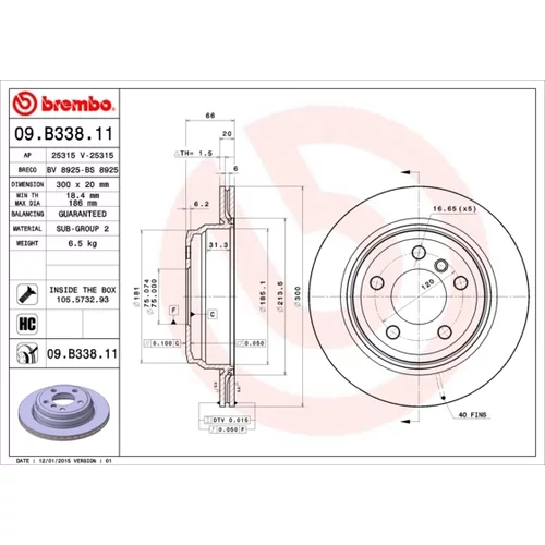 Brzdový kotúč BREMBO 09.B338.11