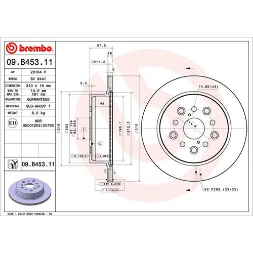 Brzdový kotúč BREMBO 09.B453.11