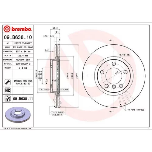 Brzdový kotúč BREMBO 09.B638.11