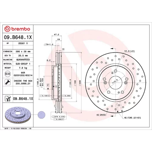 Brzdový kotúč BREMBO 09.B648.1X