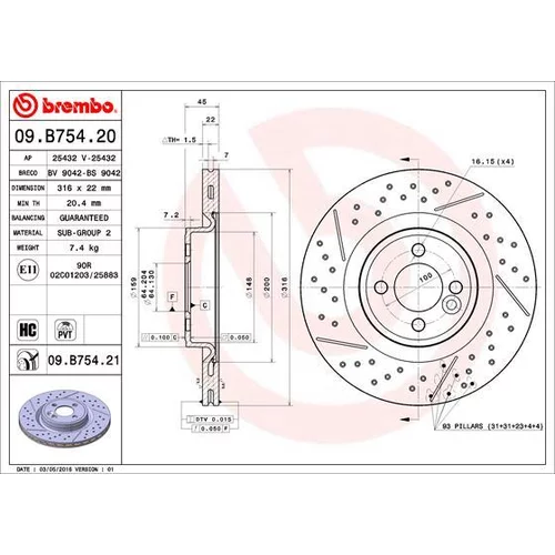 Brzdový kotúč 09.B754.21 /BREMBO/