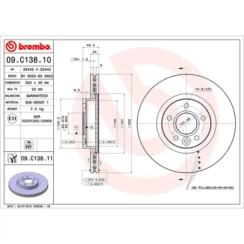 Brzdový kotúč BREMBO 09.C138.11