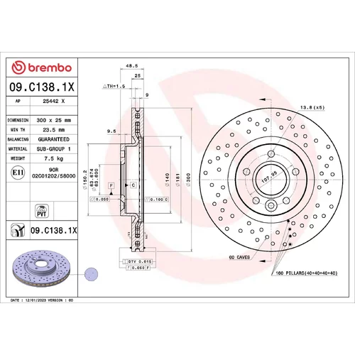 Brzdový kotúč BREMBO 09.C138.1X