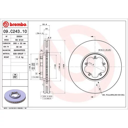 Brzdový kotúč BREMBO 09.C243.10