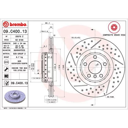 Brzdový kotúč BREMBO 09.C400.13