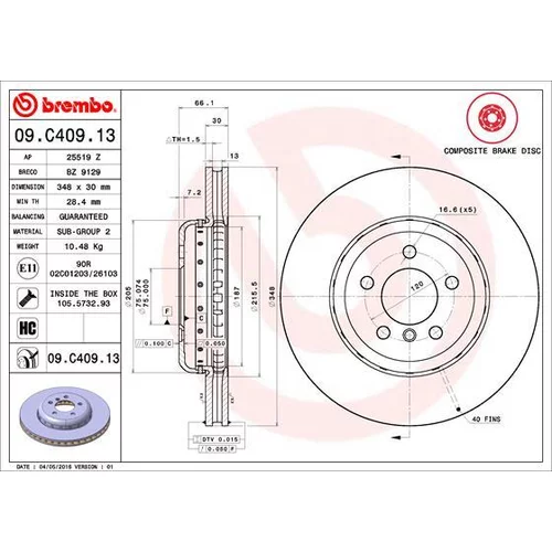 Brzdový kotúč BREMBO 09.C409.13