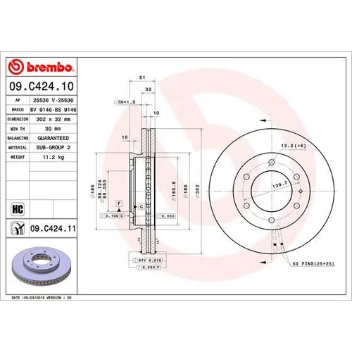 Brzdový kotúč BREMBO 09.C424.11