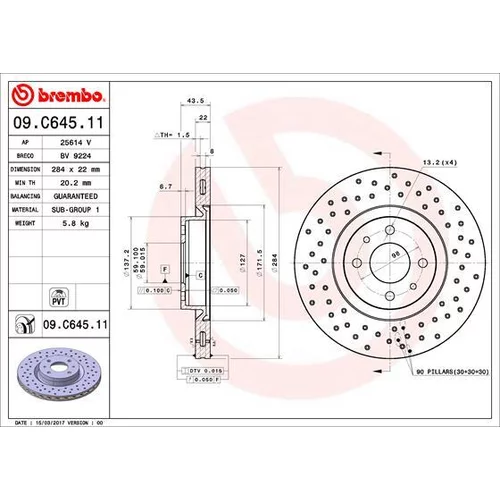 Brzdový kotúč BREMBO 09.C645.11