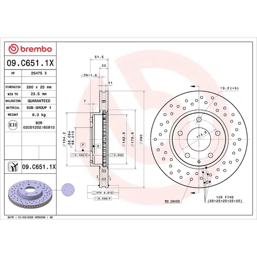 Brzdový kotúč 09.C651.1X /BREMBO/