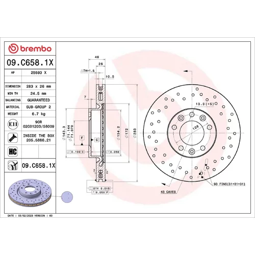 Brzdový kotúč BREMBO 09.C658.1X