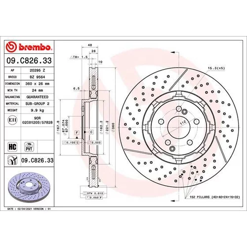 Brzdový kotúč BREMBO 09.C826.33