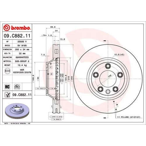 Brzdový kotúč BREMBO 09.C882.11