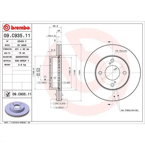 Brzdový kotúč BREMBO 09.C935.11