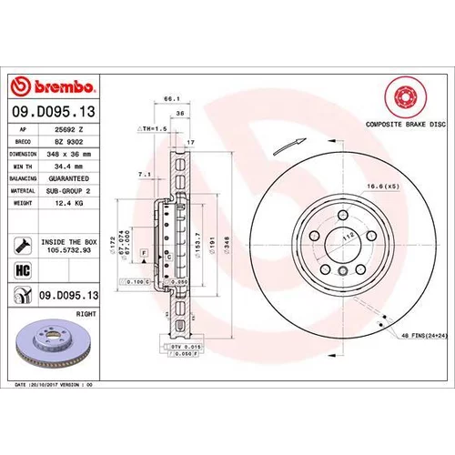 Brzdový kotúč 09.D095.13 /BREMBO/