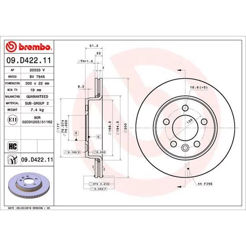 Brzdový kotúč BREMBO 09.D422.11