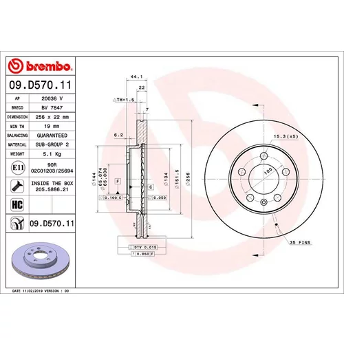 Brzdový kotúč 09.D570.11 /BREMBO/