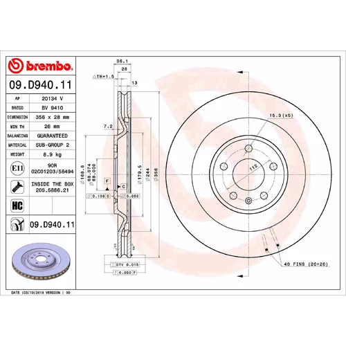 Brzdový kotúč 09.D940.11 /BREMBO/