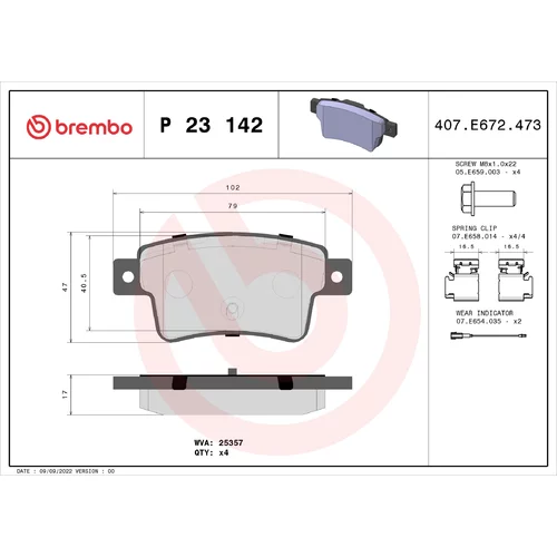 Sada brzdových platničiek kotúčovej brzdy BREMBO P 23 142