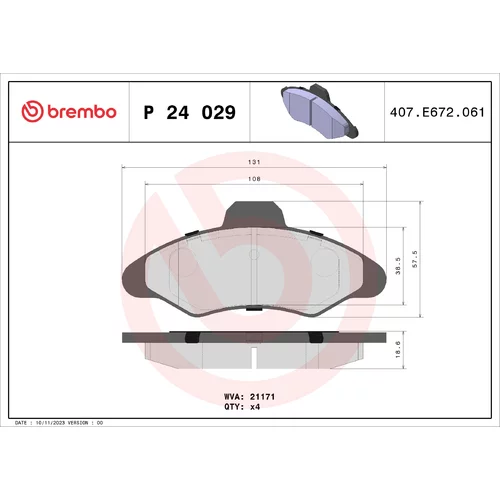 Sada brzdových platničiek kotúčovej brzdy BREMBO P 24 029