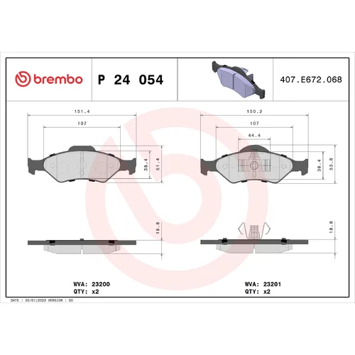 Sada brzdových platničiek kotúčovej brzdy BREMBO P 24 054