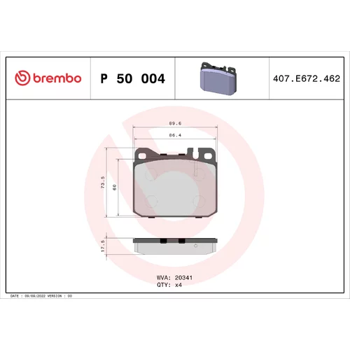 Sada brzdových platničiek kotúčovej brzdy BREMBO P 50 004