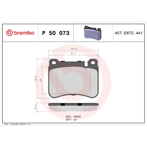 Sada brzdových platničiek kotúčovej brzdy BREMBO P 50 073