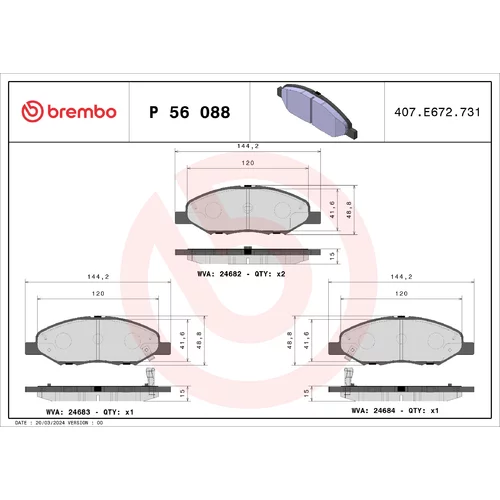 Sada brzdových platničiek kotúčovej brzdy P 56 088 /BREMBO/