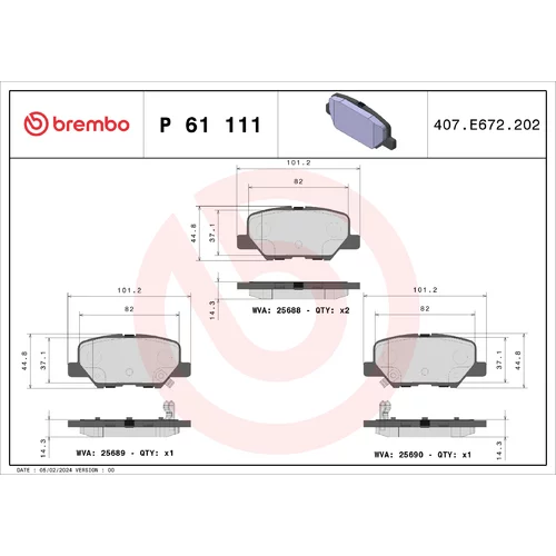 Sada brzdových platničiek kotúčovej brzdy BREMBO P 61 111