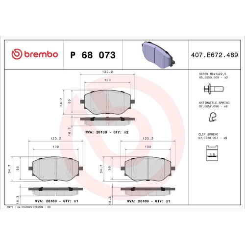 Sada brzdových platničiek kotúčovej brzdy BREMBO P 68 073