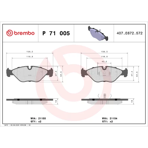 Sada brzdových platničiek kotúčovej brzdy BREMBO P 71 005