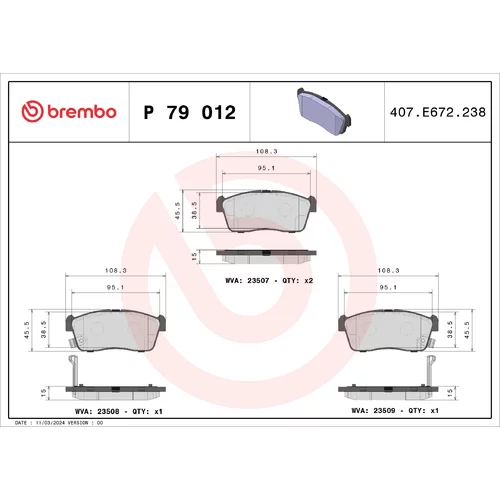 Sada brzdových platničiek kotúčovej brzdy BREMBO P 79 012