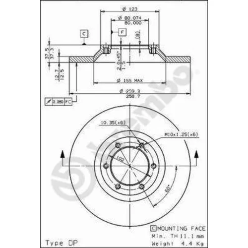 Brzdový kotúč BREMBO 08.7197.10