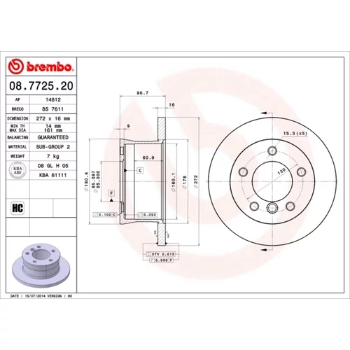 Brzdový kotúč BREMBO 08.7725.20