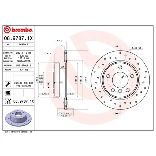 Brzdový kotúč BREMBO 08.9787.1X