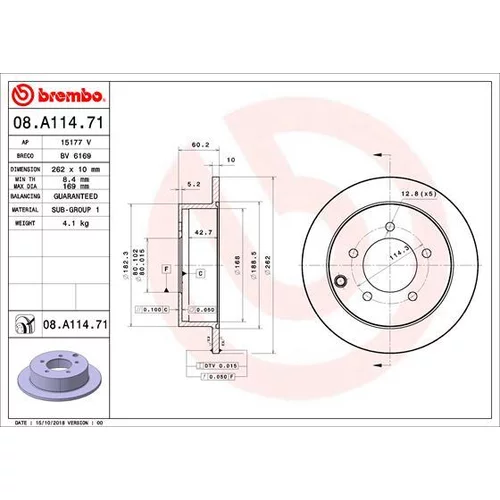 Brzdový kotúč BREMBO 08.A114.71