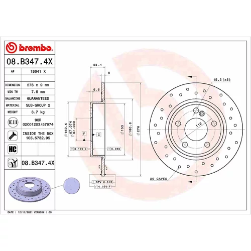 Brzdový kotúč BREMBO 08.B347.4X