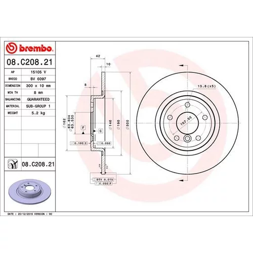 Brzdový kotúč BREMBO 08.C208.21