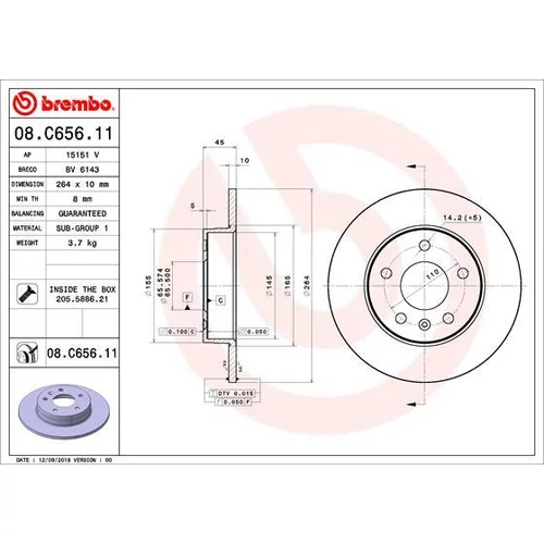 Brzdový kotúč BREMBO 08.C656.11