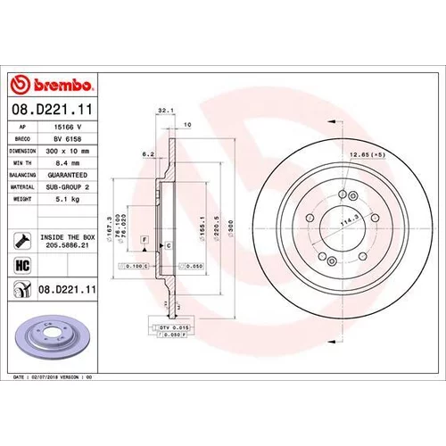 Brzdový kotúč 08.D221.11 /BREMBO/