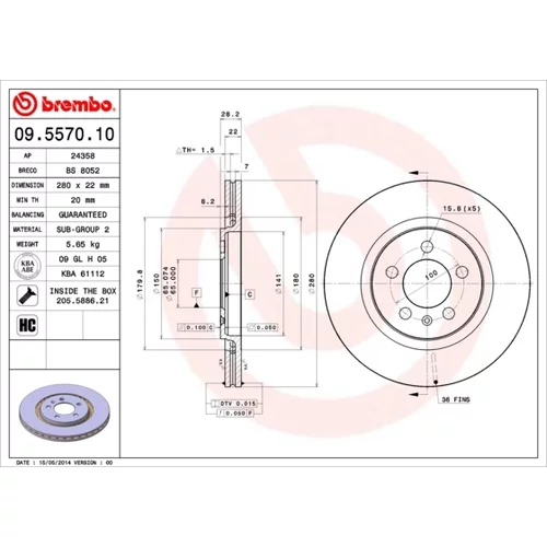 Brzdový kotúč BREMBO 09.5570.10