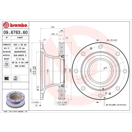 Brzdový kotúč BREMBO 09.6763.60