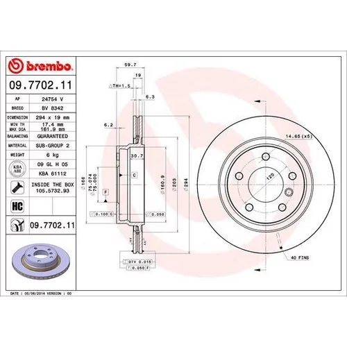 Brzdový kotúč BREMBO 09.7702.11