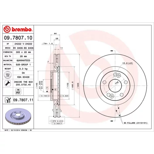 Brzdový kotúč BREMBO 09.7807.10