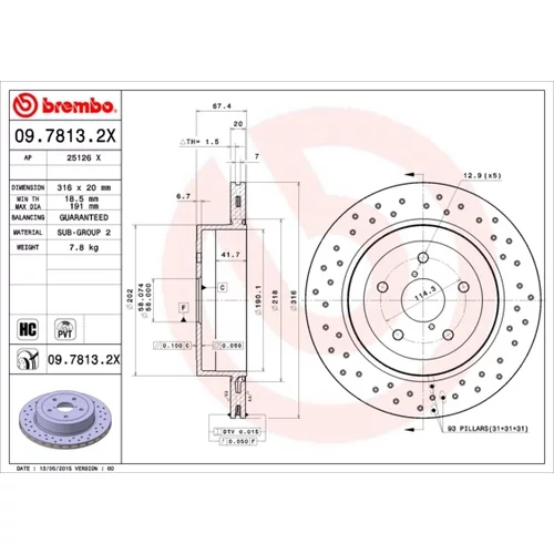 Brzdový kotúč BREMBO 09.7813.2X