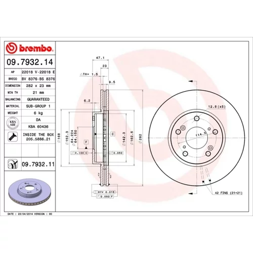 Brzdový kotúč BREMBO 09.7932.11