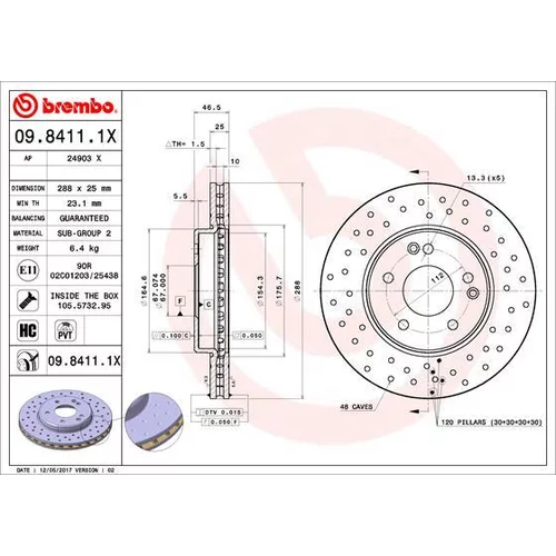 Brzdový kotúč BREMBO 09.8411.1X