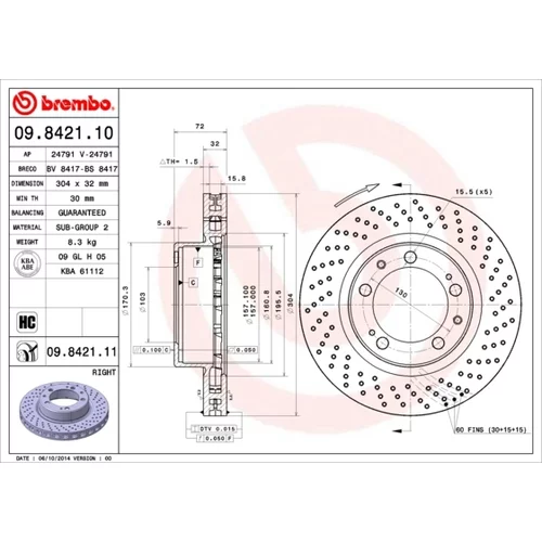 Brzdový kotúč BREMBO 09.8421.11